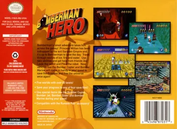 Bomberman Hero (USA) box cover back